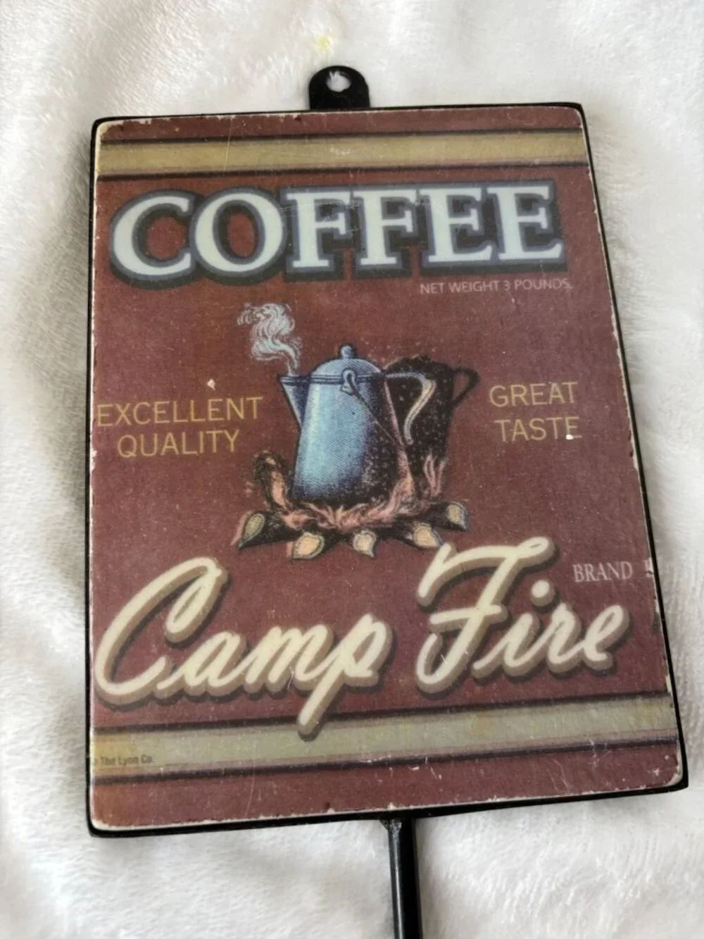 Vintage Nostalgic Art Camper Coat ,Hat Rack. Coffee Metal 1 Hook Camp Fire